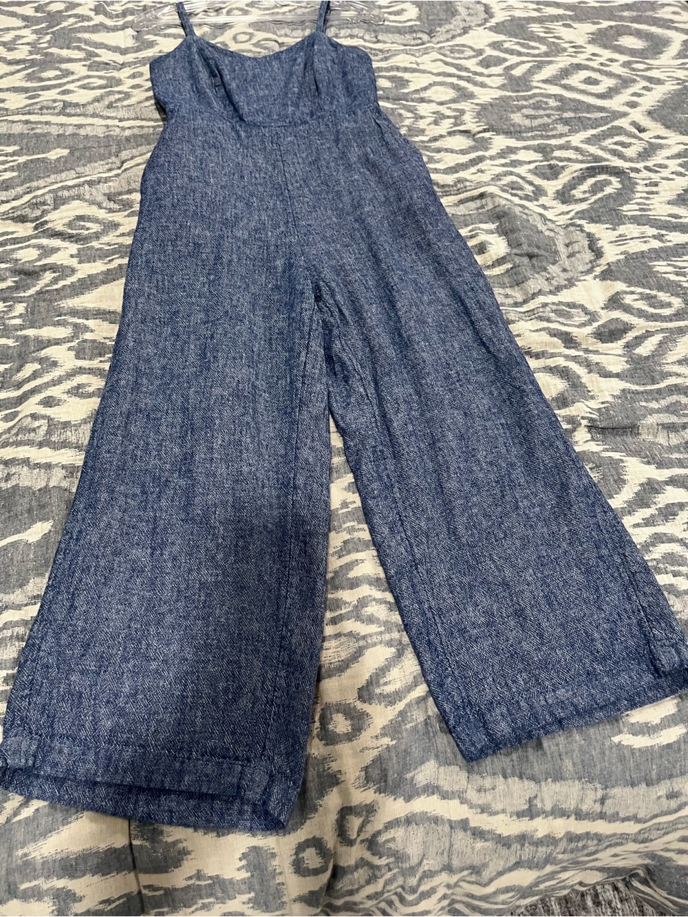 Old Navy Navy Chambray Wide-Leg Jumpsuit